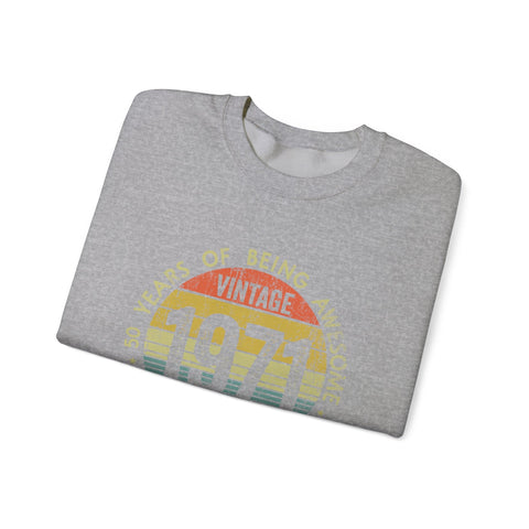 Vintage 1971 Awesome - Heavy Blend™ Crewneck Sweatshirt Sweatshirt - YinzerShop