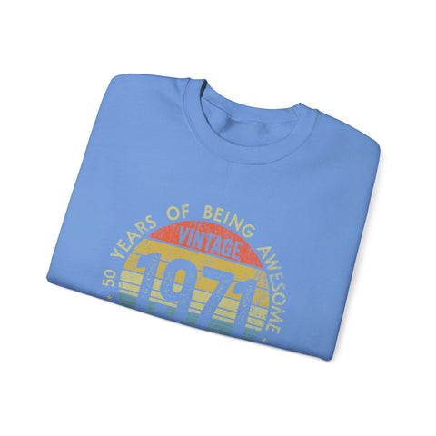 Vintage 1971 Awesome - Heavy Blend™ Crewneck Sweatshirt Sweatshirt - YinzerShop