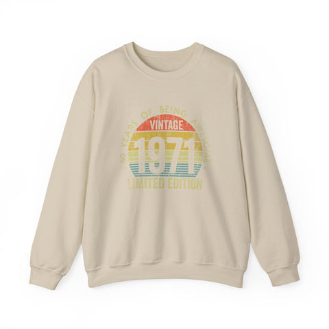 Vintage 1971 Awesome - Heavy Blend™ Crewneck Sweatshirt Sweatshirt - YinzerShop