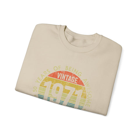 Vintage 1971 Awesome - Heavy Blend™ Crewneck Sweatshirt Sweatshirt - YinzerShop