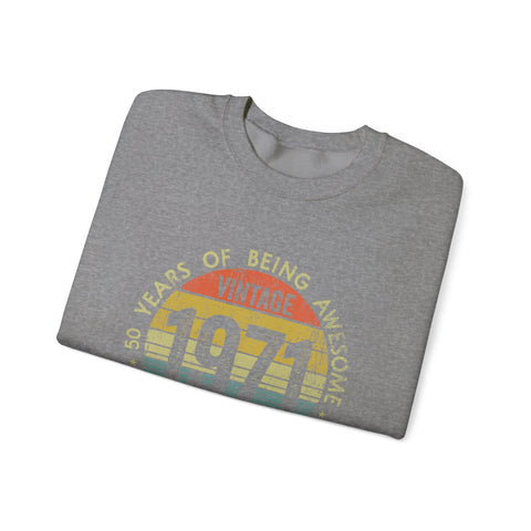 Vintage 1971 Awesome - Heavy Blend™ Crewneck Sweatshirt Sweatshirt - YinzerShop