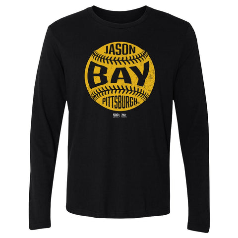 Vintage Baseball T-Shirt Jason Bay Pittsburgh Retro Cotton Crewneck Tee Men's Long Sleeve T-Shirt - YinzerShop
