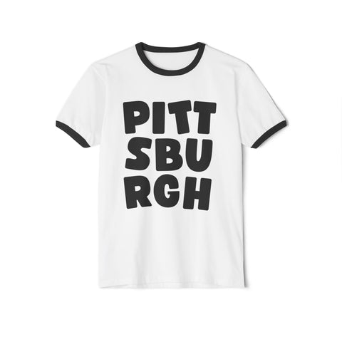 Vintage Pittsburgh Bold - Next Level Unisex Cotton Ringer T-Shirt T-Shirt - YinzerShop