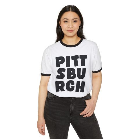 Vintage Pittsburgh Bold - Next Level Unisex Cotton Ringer T-Shirt T-Shirt - YinzerShop