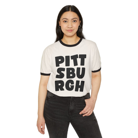 Vintage Pittsburgh Bold - Next Level Unisex Cotton Ringer T-Shirt T-Shirt - YinzerShop