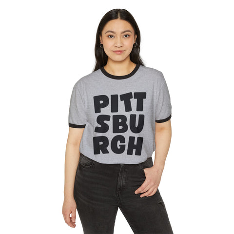 Vintage Pittsburgh Bold - Next Level Unisex Cotton Ringer T-Shirt T-Shirt - YinzerShop