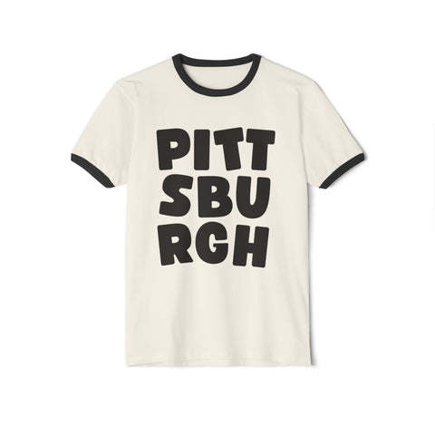 Vintage Pittsburgh Bold - Next Level Unisex Cotton Ringer T-Shirt T-Shirt - YinzerShop