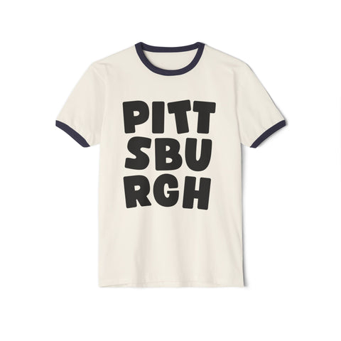 Vintage Pittsburgh Bold - Next Level Unisex Cotton Ringer T-Shirt T-Shirt - YinzerShop