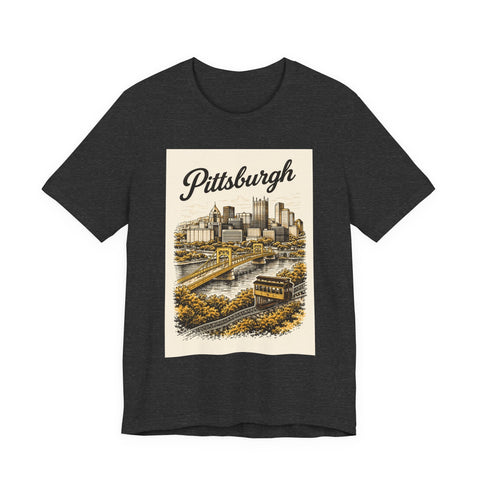 Vintage Pittsburgh Poster - Unisex Jersey Short Sleeve Tee T-Shirt - YinzerShop