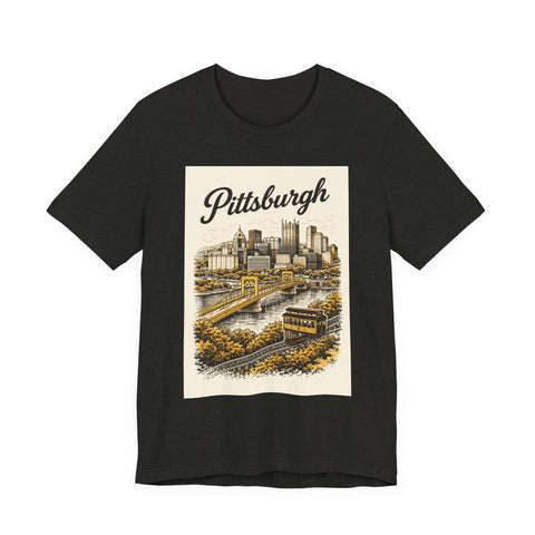Vintage Pittsburgh Poster - Unisex Jersey Short Sleeve Tee T-Shirt - YinzerShop