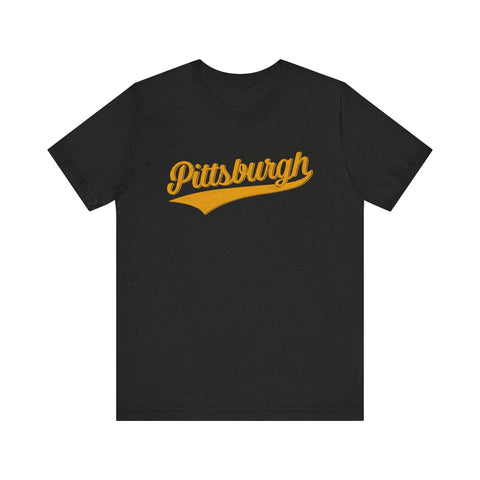 Vintage Pittsburgh Script Varsity T-Shirt T-Shirt - YinzerShop