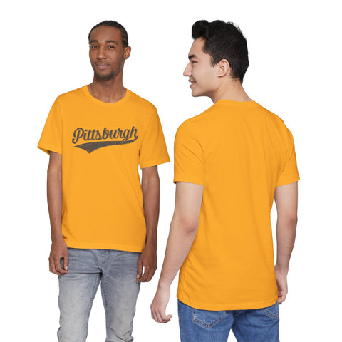 Vintage Pittsburgh Script Varsity T-Shirt T-Shirt - YinzerShop