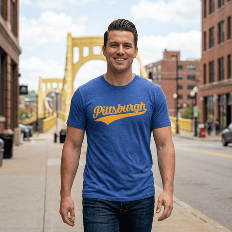 Vintage Pittsburgh Script Varsity T-Shirt T-Shirt - YinzerShop