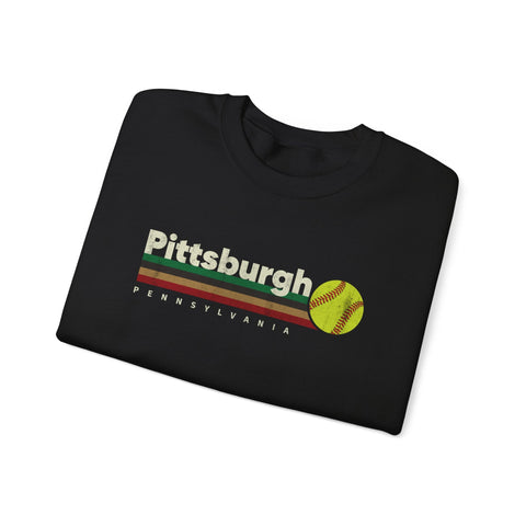 Vintage Pittsburgh Softball - Heavy Blend™ Crewneck Sweatshirt Sweatshirt - YinzerShop