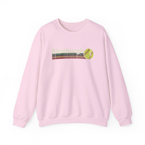 Vintage Pittsburgh Softball - Heavy Blend™ Crewneck Sweatshirt Sweatshirt - YinzerShop