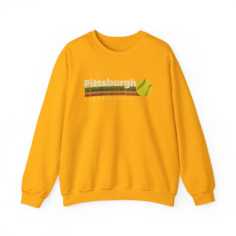 Vintage Pittsburgh Softball - Heavy Blend™ Crewneck Sweatshirt Sweatshirt - YinzerShop