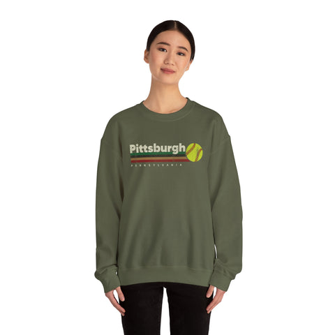 Vintage Pittsburgh Softball - Heavy Blend™ Crewneck Sweatshirt Sweatshirt - YinzerShop