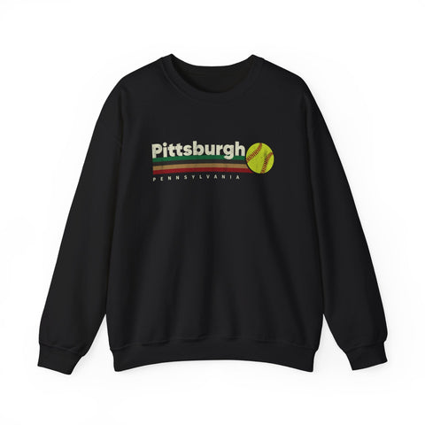 Vintage Pittsburgh Softball - Heavy Blend™ Crewneck Sweatshirt Sweatshirt - YinzerShop