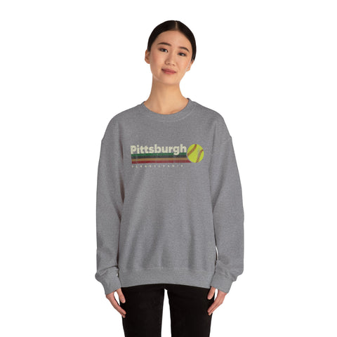 Vintage Pittsburgh Softball - Heavy Blend™ Crewneck Sweatshirt Sweatshirt - YinzerShop