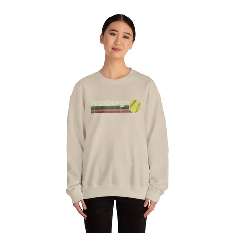 Vintage Pittsburgh Softball - Heavy Blend™ Crewneck Sweatshirt Sweatshirt - YinzerShop