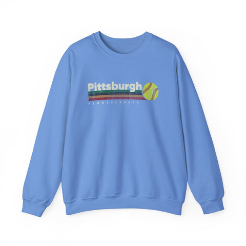 Vintage Pittsburgh Softball - Heavy Blend™ Crewneck Sweatshirt Sweatshirt - YinzerShop