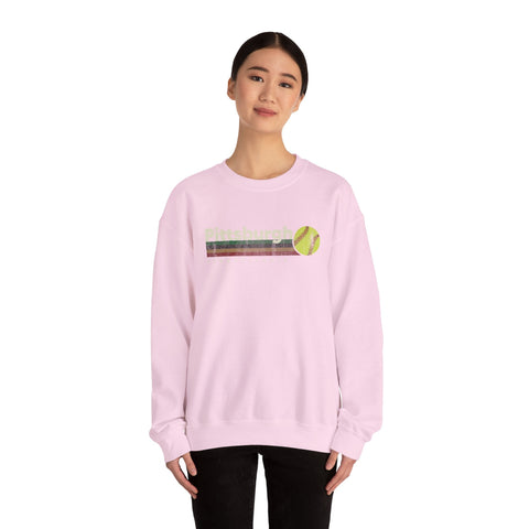 Vintage Pittsburgh Softball - Heavy Blend™ Crewneck Sweatshirt Sweatshirt - YinzerShop
