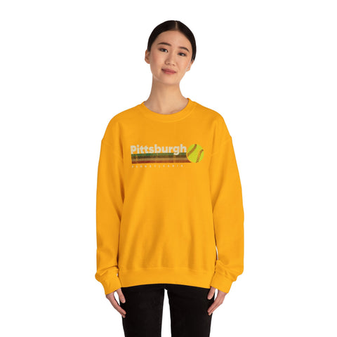 Vintage Pittsburgh Softball - Heavy Blend™ Crewneck Sweatshirt Sweatshirt - YinzerShop