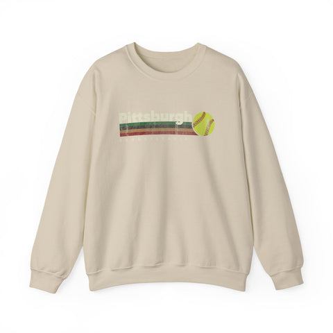 Vintage Pittsburgh Softball - Heavy Blend™ Crewneck Sweatshirt Sweatshirt - YinzerShop