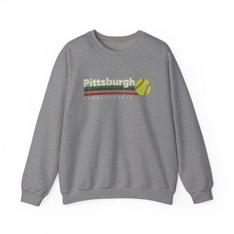 Vintage Pittsburgh Softball - Heavy Blend™ Crewneck Sweatshirt Sweatshirt - YinzerShop