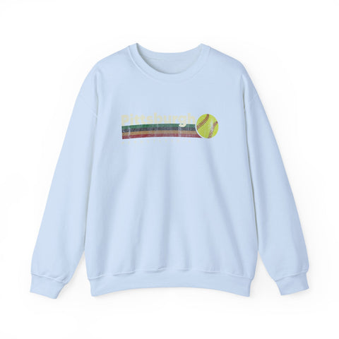 Vintage Pittsburgh Softball - Heavy Blend™ Crewneck Sweatshirt Sweatshirt - YinzerShop