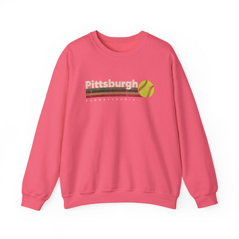 Vintage Pittsburgh Softball - Heavy Blend™ Crewneck Sweatshirt Sweatshirt - YinzerShop