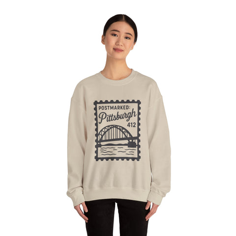 Vintage Pittsburgh Stamp - Heavy Blend™ Crewneck Sweatshirt Sweatshirt - YinzerShop