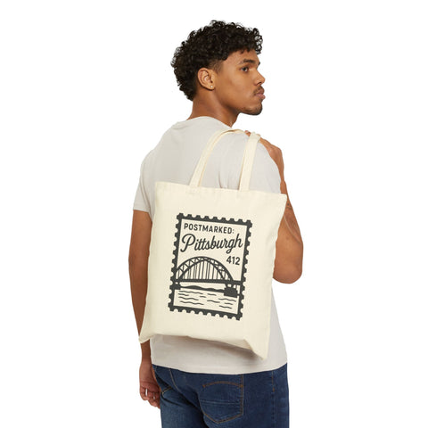 Vintage Pittsburgh Stamp Tote Bag — 412 Bridge Canvas Shopper Bag - YinzerShop