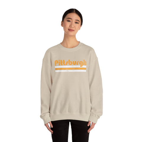 Vintage Pittsburgh Stripes - Heavy Blend™ Crewneck Sweatshirt Sweatshirt - YinzerShop
