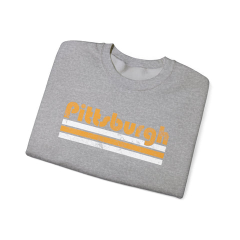 Vintage Pittsburgh Stripes - Heavy Blend™ Crewneck Sweatshirt Sweatshirt - YinzerShop