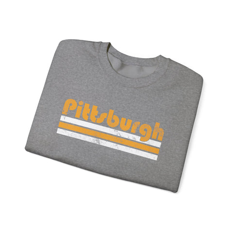 Vintage Pittsburgh Stripes - Heavy Blend™ Crewneck Sweatshirt Sweatshirt - YinzerShop
