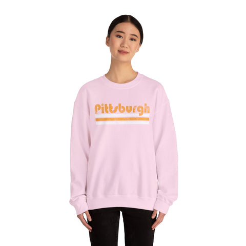 Vintage Pittsburgh Stripes - Heavy Blend™ Crewneck Sweatshirt Sweatshirt - YinzerShop