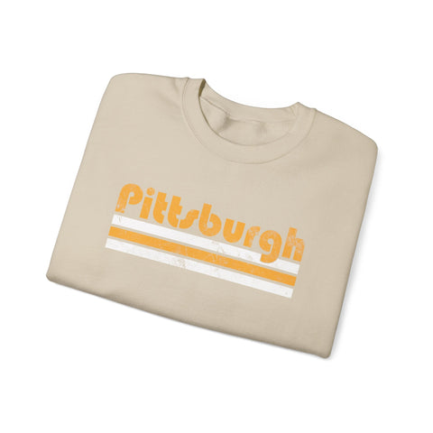 Vintage Pittsburgh Stripes - Heavy Blend™ Crewneck Sweatshirt Sweatshirt - YinzerShop