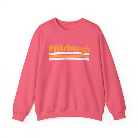 Vintage Pittsburgh Stripes - Heavy Blend™ Crewneck Sweatshirt Sweatshirt - YinzerShop