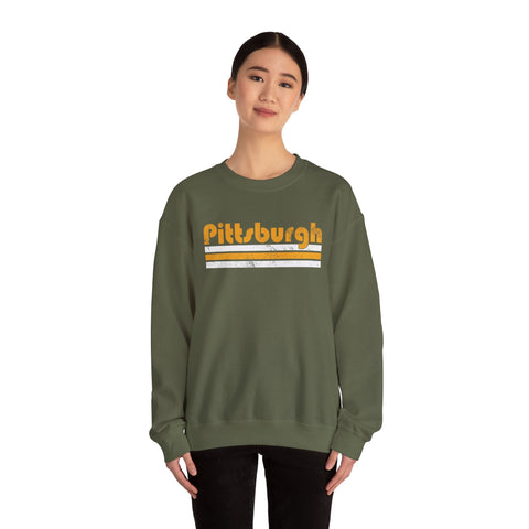 Vintage Pittsburgh Stripes - Heavy Blend™ Crewneck Sweatshirt Sweatshirt - YinzerShop