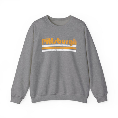Vintage Pittsburgh Stripes - Heavy Blend™ Crewneck Sweatshirt Sweatshirt - YinzerShop