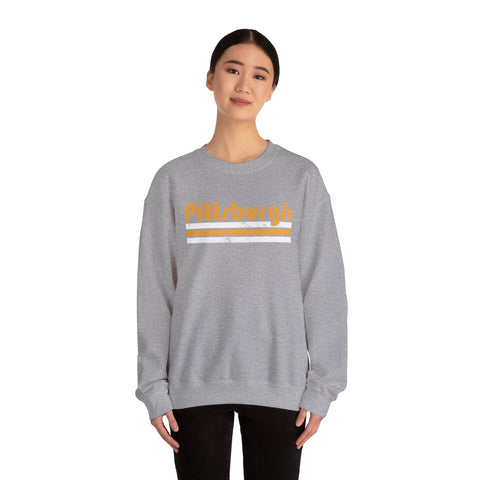 Vintage Pittsburgh Stripes - Heavy Blend™ Crewneck Sweatshirt Sweatshirt - YinzerShop