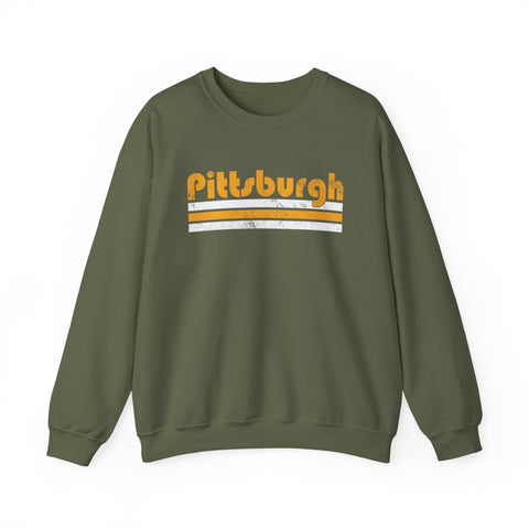 Vintage Pittsburgh Stripes - Heavy Blend™ Crewneck Sweatshirt Sweatshirt - YinzerShop