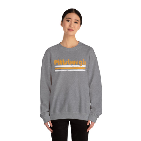 Vintage Pittsburgh Stripes - Heavy Blend™ Crewneck Sweatshirt Sweatshirt - YinzerShop