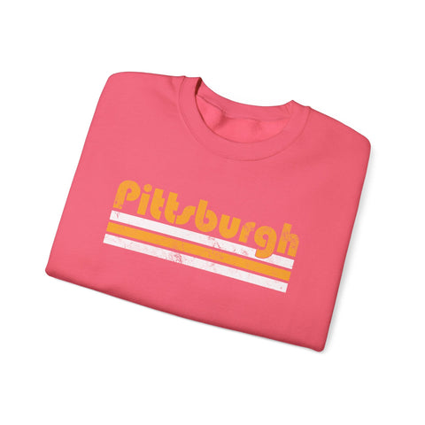 Vintage Pittsburgh Stripes - Heavy Blend™ Crewneck Sweatshirt Sweatshirt - YinzerShop