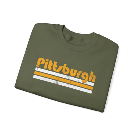 Vintage Pittsburgh Stripes - Heavy Blend™ Crewneck Sweatshirt Sweatshirt - YinzerShop