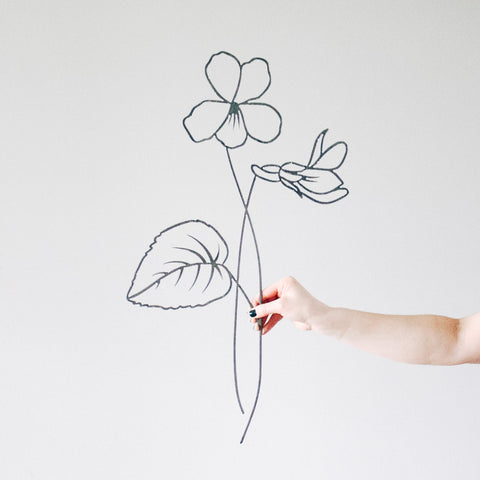 Violet Flower Wall Decor - 24 Inch Lightweight Floral Room Accent Panel Wall Decor - YinzerShop