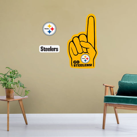 Pittsburgh Steelers - RealBig Foam Finger Collection - Official NFL - Reusable Vinyl Wall Decals