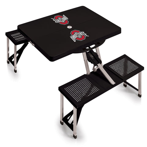 Ohio State Buckeyes - Picnic Table Portable Folding Table with Seats Licensed Picnic Time Family of Brands Black