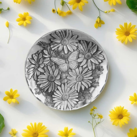 Wendell August Forge Butterfly Daisy Coaster – Decorative Floral Drink Coaster for Tabletop Protection - YinzerShop